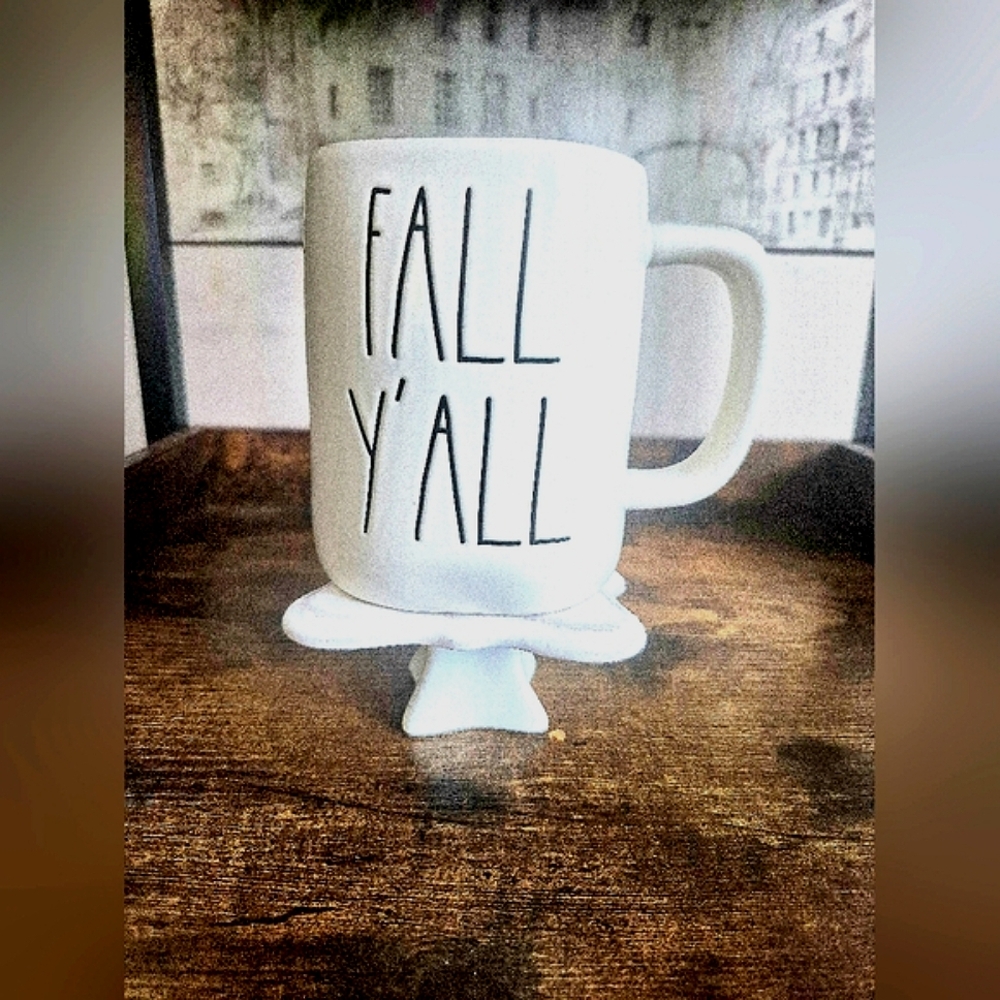 NWOT Rae Dunn "Fall Y'all" double sided mug with green interior.